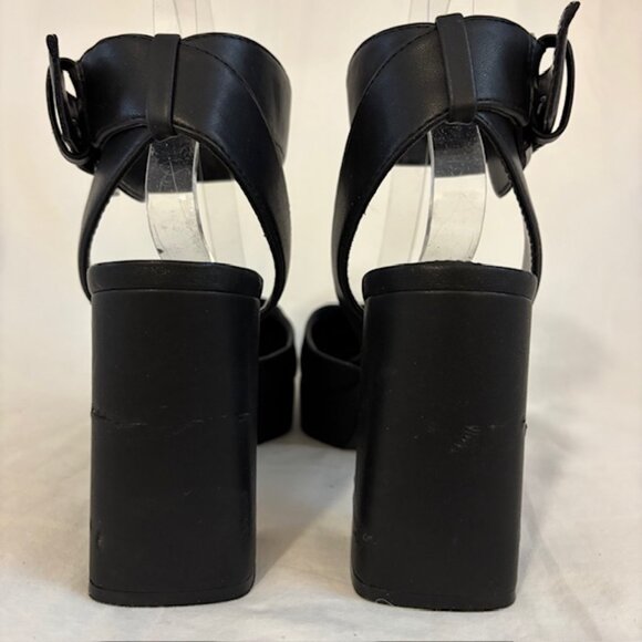 DKNY Briella Black Platform Block Heel Ankle Strap Pump Size 7.5M - Picture 5 of 12
